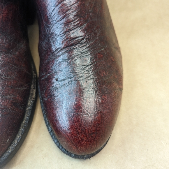 Lucchese Boots men's size 8D Exotic Genuine Black Cherry Smooth Ostrich classic - Picture 5 of 12